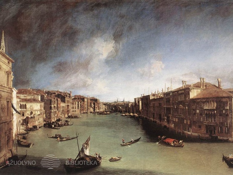 Canaletto. Didysis kanalas, žiūrint į šiaurės rytus nuo Palazo Balbi link Rialto tilto. XVIII a.
