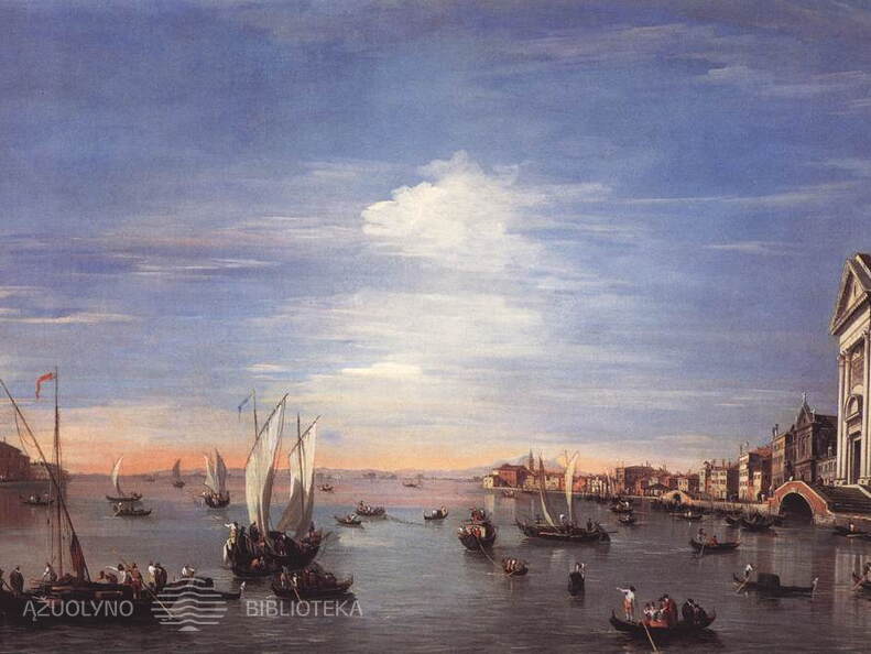 Francesco Guardi. Giudecca kanalas su Zattere promenada. Apie 1759 m.