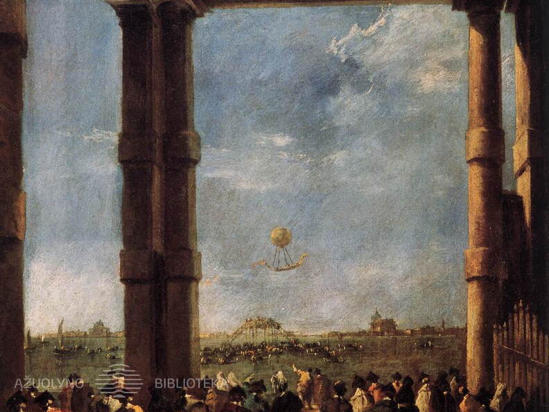 Francesco Guardi. Oro baliono pakilimas. 1784 m.