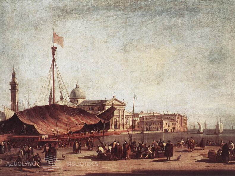 Francesco Guardi. Piazzetta, žvelgiant į Šv. Jurgio Didžiąją baziliką. Apie 1758 m.