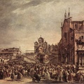 Francesco Guardi. Popiežius Pijus VI laimina žmones Šv. Jono ir Pauliaus bazilikos aikštėje. 1782 m.