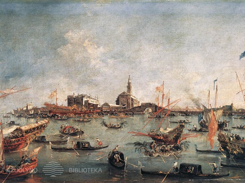 Francesco Guardi. Venecijos dožas atvyksta į San Niccolò del Lido vienuolyną. 1766-70 m.