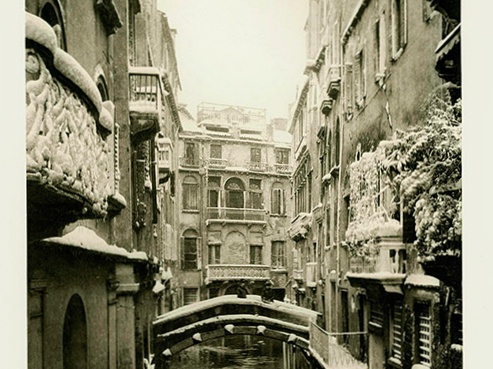 Ferdinand Ongania. Sniegas Venecijoje. Fotograviūra. 1891 m.