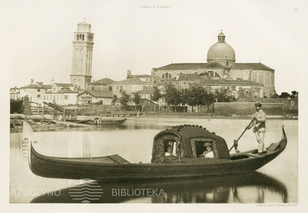 Ferdinand Ongania. Venecijos gondola. Fotograviūra. 1891 m.