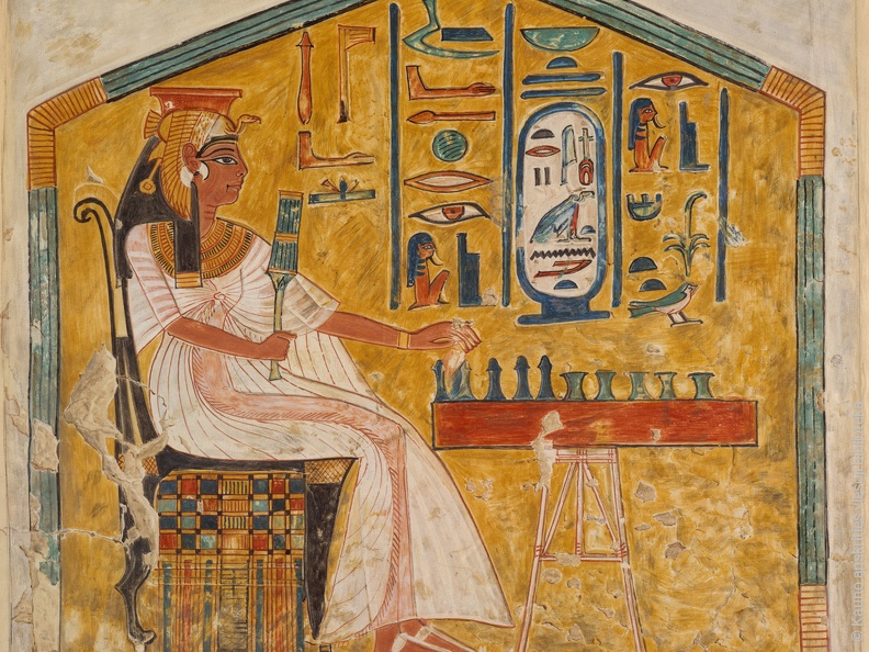 Karalienė Nefertari žaidžia senetą. Egiptas. Apie 1279–1213 m. pr. Kr.
