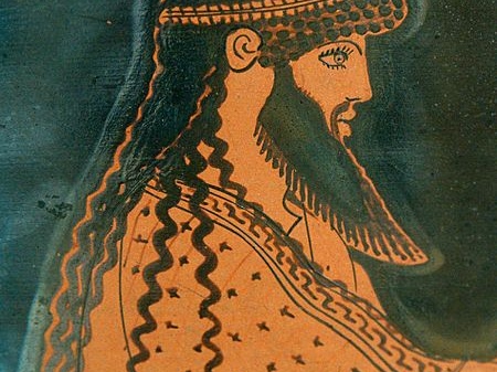 Poseidono galva. Fragmentas iš - Poseidonas sveikina Tesėją. Keramika. V a. pr. Kr.
