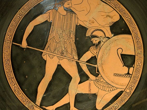 Poseidonas kovoja su titanu. Keramika. Apie 475-470 m. pr. Kr.