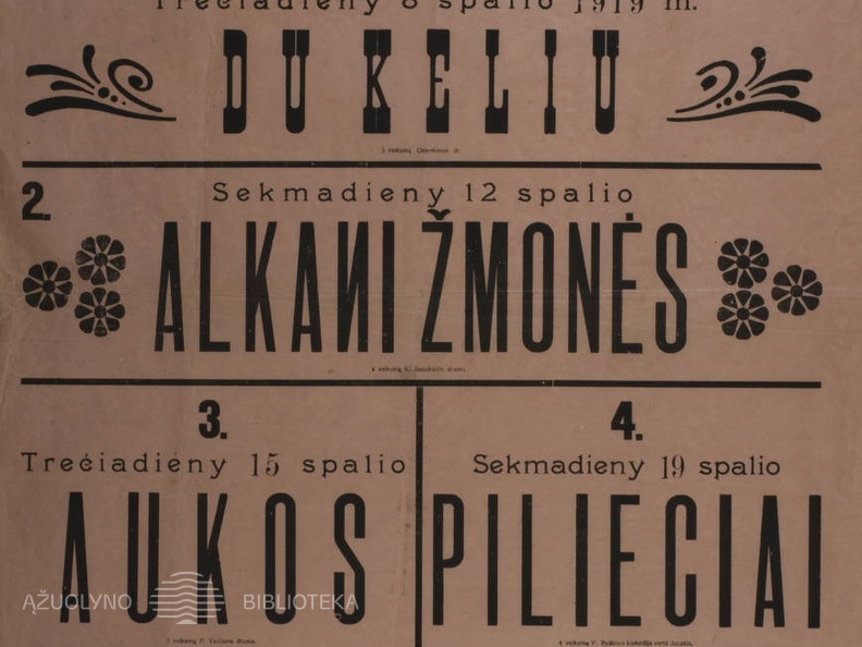 Juozo Vaičkaus „Skrajojamojo teatro“ afiša