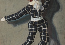 OLGA DUBENECKIENĖ-KALPOKIENĖ ARLEKINO KOSTIUMU. ŠARŽAS