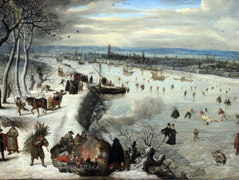 Lucas van Valckenborch. Antverpeno vaizdas su užšalusia Šeldės upe. 1592 m.
