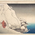 Utagawa Kuniyoshi. Nichiren budistų vienuolis sniege Tsukaharoje. Apie 1840 m.