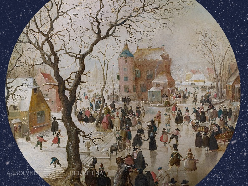 Hendrikas Averkampas. Žiemiška scena su čiuožėjais prie pilies. XVII a.