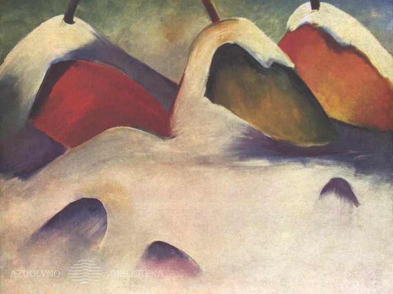 Francas Markas. Šieno kupetos sniege. 1911 m.