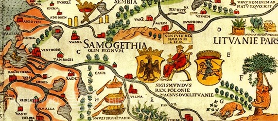 Olaus Magnus žemėlapio fragmentas. 1539 m.