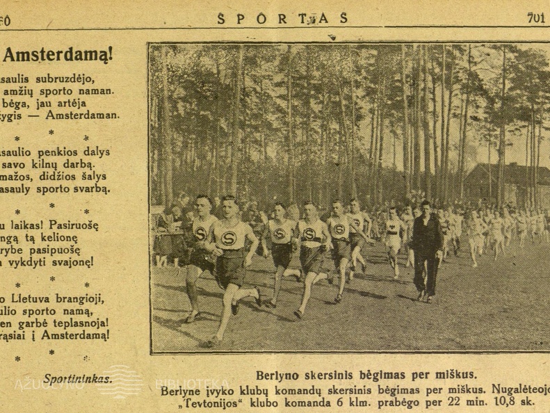 Pasiruošimo 1928 m. Amsterdamo vasaros olimpinėms žaidynėms akimirka ir eilėraštis