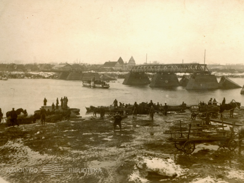 Vilijampolės tilto liekanos. Apie 1926 m.