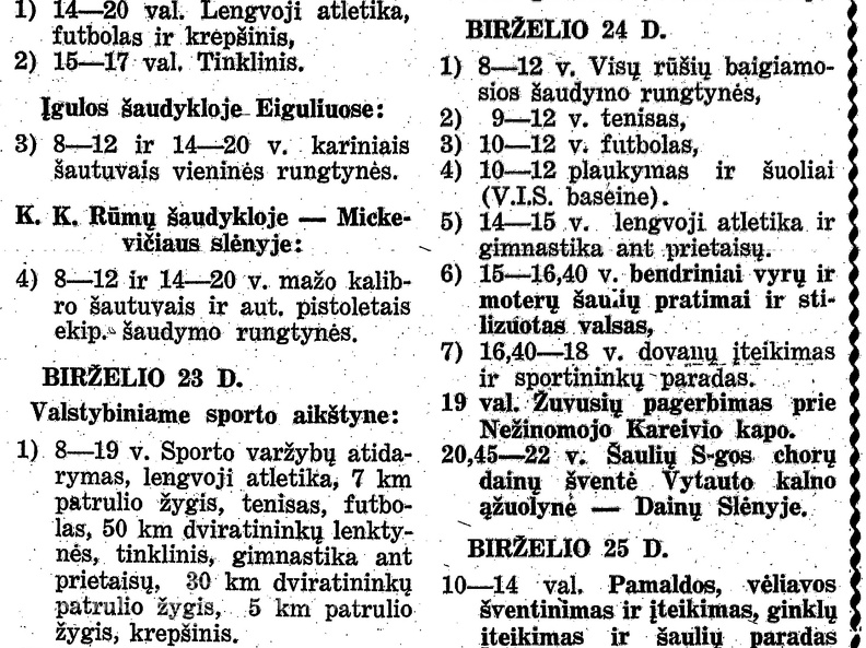 „Šaulių sąjungos 20-čio šventės programa.“