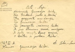 Įrašas iš atminimų albumėlio