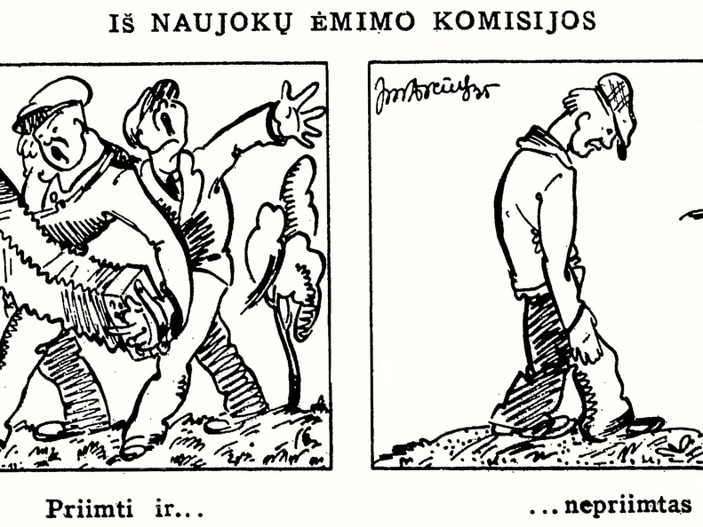 Iš naujokų ėmimo komisijos. Priimti ir... nepriimtas