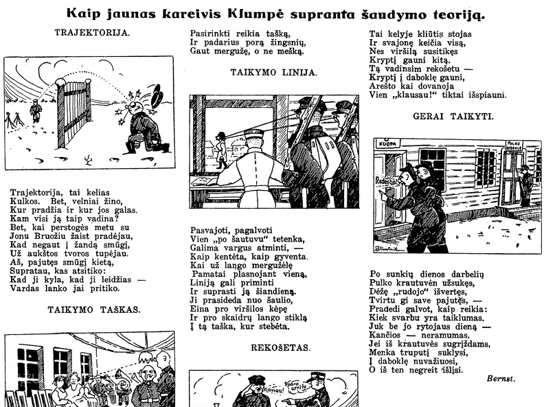 Kuprinės pabiros. Kaip jaunas kareivis Klumpė supranta šaudymo teoriją