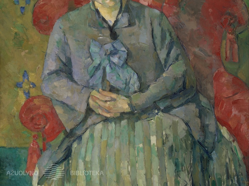 Polis Sezanas. Madam Cézanne raudoname fotelyje. Apie 1877 m.