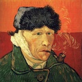 Vincentas van Gogas. Autoportretas su sutvarstyta ausimi. 1889 m.
