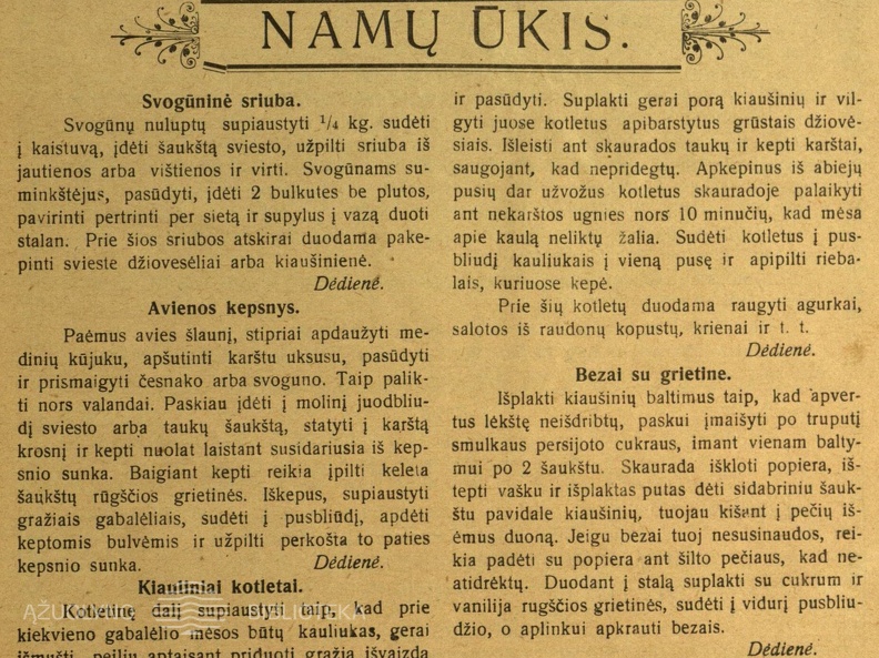 Šventinių valgių receptas