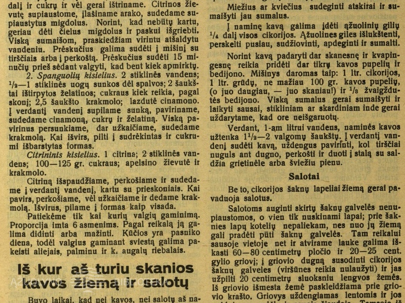 Kūčių valgių ir cikorijos kavos receptai