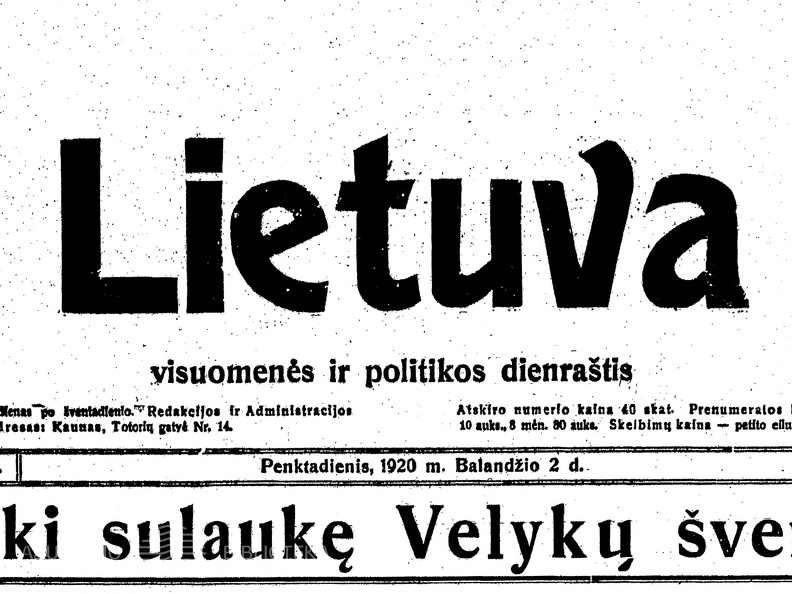 1920, Lietuva, nr. 75, p. titulinis.