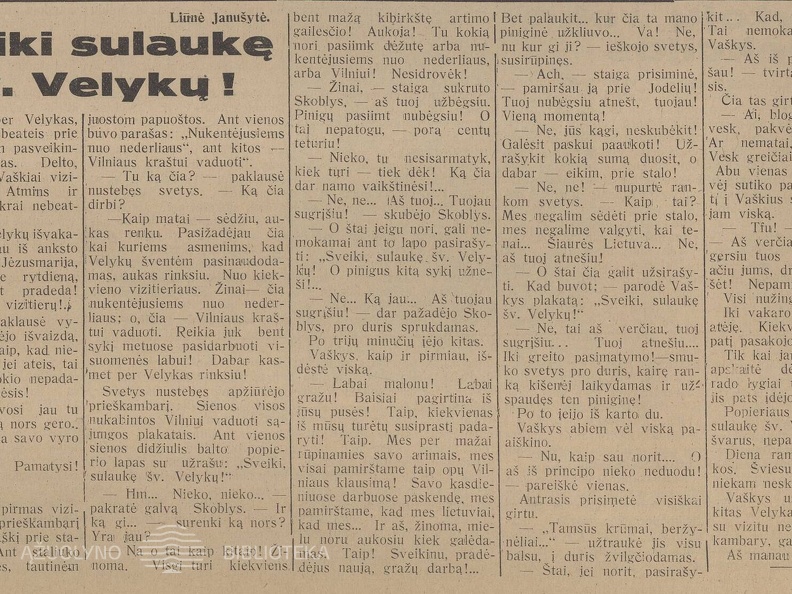 L. Janušytė.  Sveiki sulaukę Šv. Velykų!