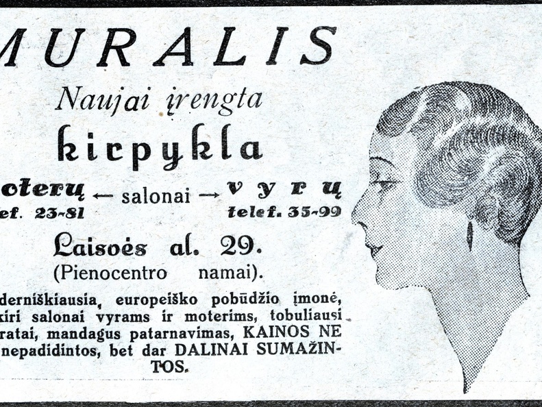  Garsios kirpyklos „Muralis“ reklamoje matome modernų moterišką kirpimą