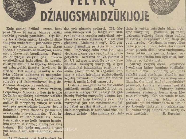 B. Buračas apie Velykų papročius