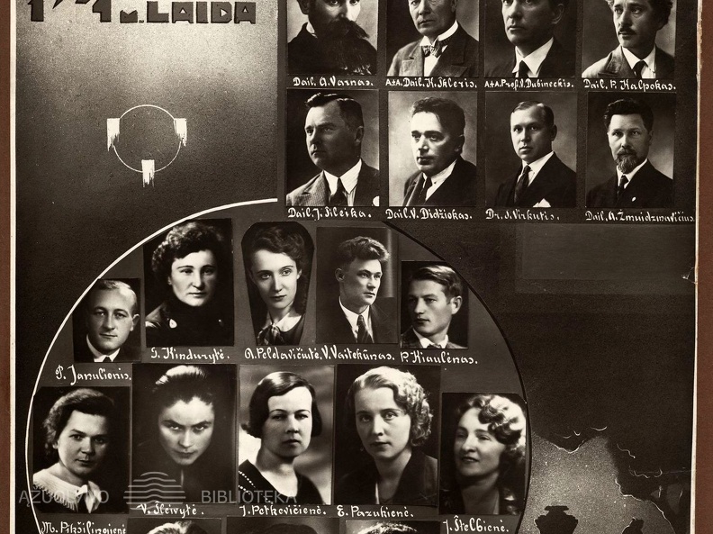 Meno mokyklos 1934 m. laida: [vinjetėje prie dėstytojų ir A. Galdikas].