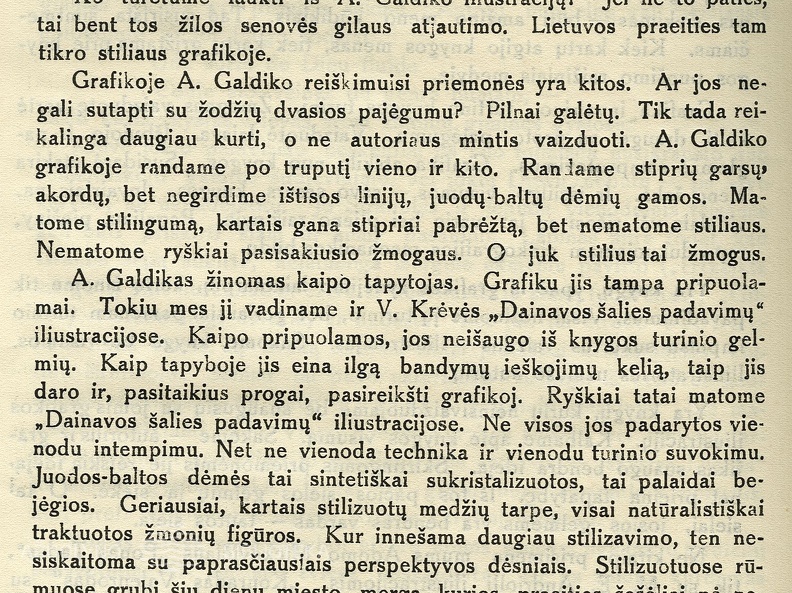 Vinco Krėvės Raštų iliustracijos: [rašoma apie A. Galdiko iliustracijas knygai „Dainavos šalies senų žmonių padavimai“] 
