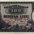 Lietuvos bankas. Šimto litų banknotas. Gamintojas Bredberio ir Vilkinsono sp. 