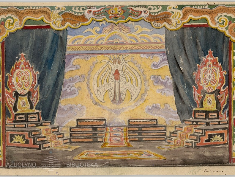 Dekoracijos eskizas K. Gocci „Princesė Turandot“.