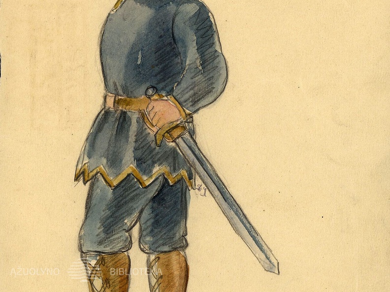 Kareivio kostiumo eskizas Vinco Krėvės Mickevičiaus dramai „Šarūnas“