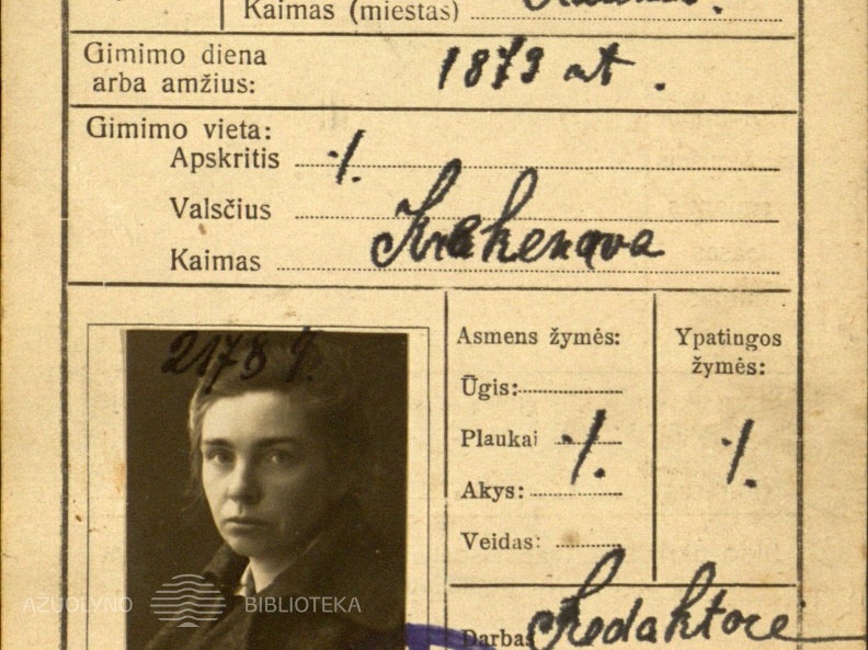 Bortkevičienė Povickaitė Felicija. Paso kort.