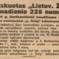 Konfiskuotas „Lietuvos žinių“ sekmadienio 228 numeris. 