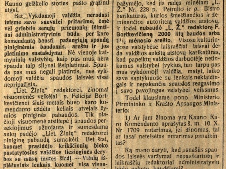 Ponui Ministeriui Pirmininkui ir Krašto Apsaugos Ministeriui