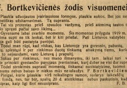 F. Bortkevičienės žodis visuomenei: [Paleidus ją iš kalėjimo,