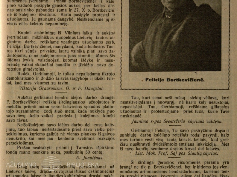 Felicija Povickaitė-Bortkevičienė: [biografija skelbiama šalia žinios apie jos įkalinimą]