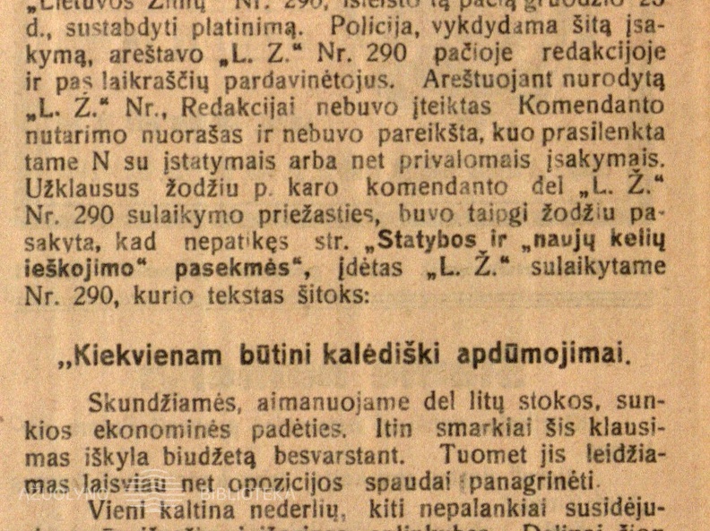 Dėl ko konfiskuotos „Liet. Žinios“?: Seimo narių A. Suginto ir K. Kregždės paklausimas p. Krašto Apsaugos Ministeriui