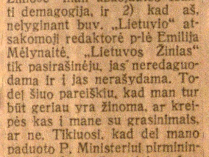 Atviras laiškas „Lietuvos Aido“ redakcijai: [Dėl