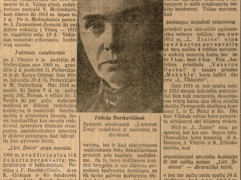 Iš „Lietuvos žinių“ istorijos / F. Bortkevičienė 