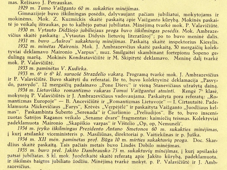 Minėjimai, literatūriniai vakarai ir paskaitos: [Kauno „Aušros“ 