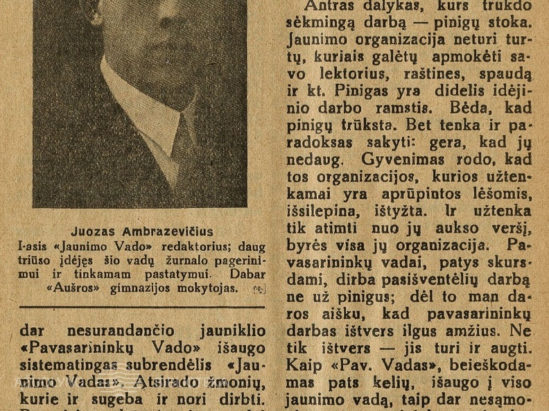 Pradžia ir perspektyvos / J. Ambrazevičius,