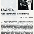 Brazaitis kaip literatūros mokslininkas /