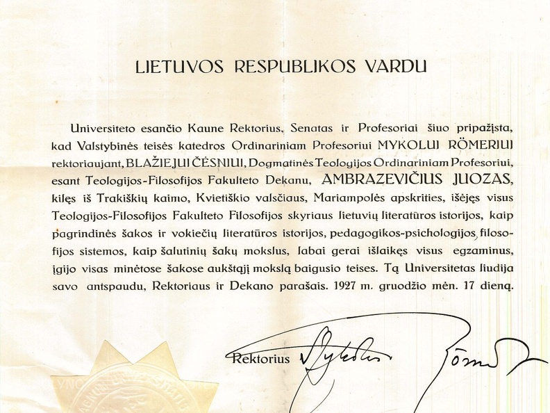 Juozo Ambrazevičiaus Teologijos fakulteto Filosofijos 