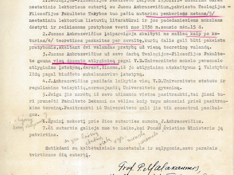 VDU Teologijos – filosofijos fakulteto dekano ord. prof. dr. P. Malakauskio